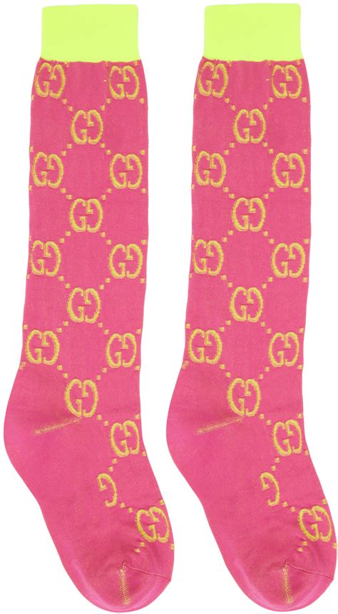 yellow and pink gucci socks|collants style gucci.